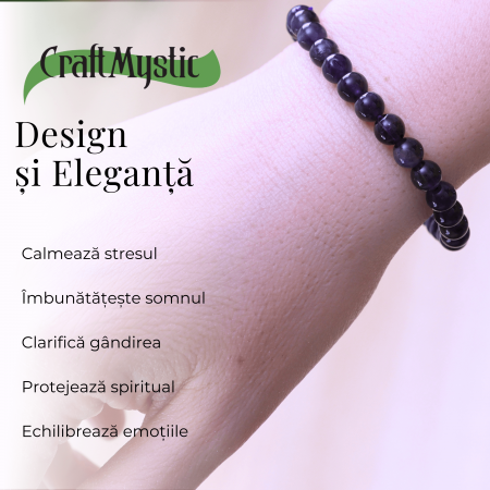 Bratara Elastica cu Margele Naturale de 6mm din Ametist [5]