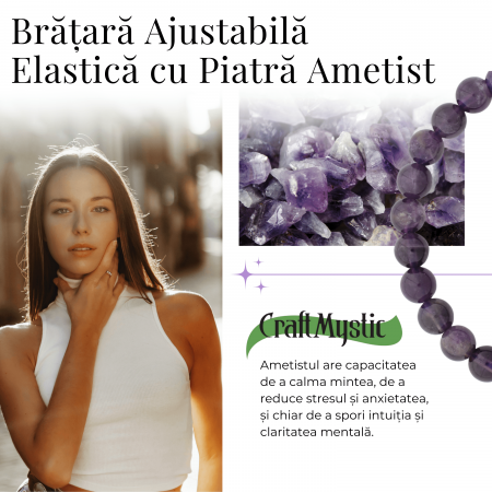 Bratara Elastica cu Margele Naturale de 6mm din Ametist [4]