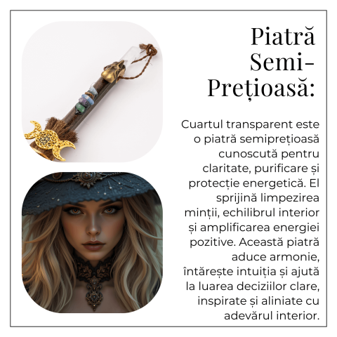 Maturica Energetica cu Cuart Transparent si Pietre Chakre – Claritate, Lumina si Protectie Sacra [5]