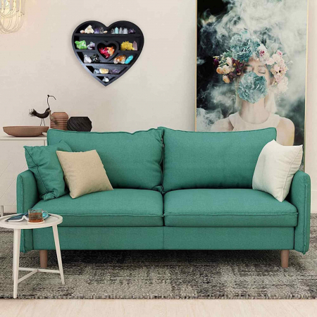 Mini Raft 30x30 cm expunere din lemn pentru cristale, uleiuri esentiale design inima - Decor pentru camera cu forma inima [5]