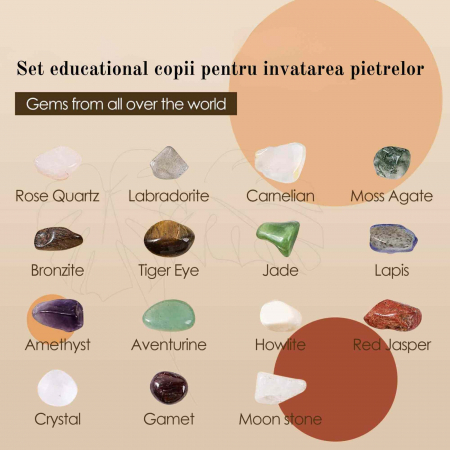 Mini set educational copii 15 pietre de colectie | Pietre specimen etichetate, educationale pentru baieti si fete [3]