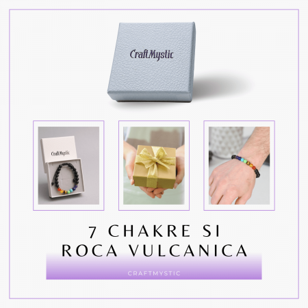 Bratara Reglabila cu Margele pentru Cele 7 Chakre si Roca Vulcanica [7]