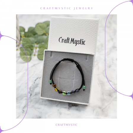 Bratara Reglabila cu Margele pentru Cele 7 Chakre si Roca Vulcanica [6]