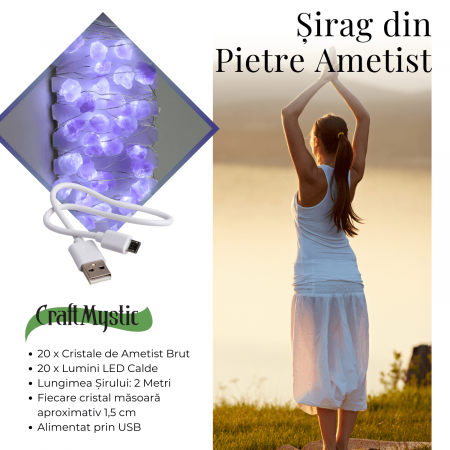 Sirag din Pietre Naturale de Ametist 15-20 mm cu Mufa USB [5]