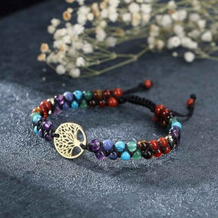 Colier realizat manual cu dubla utilizare si 108 margele naturale semipretioase 7 chakre - Pentru Yoga, Meditatie [4]