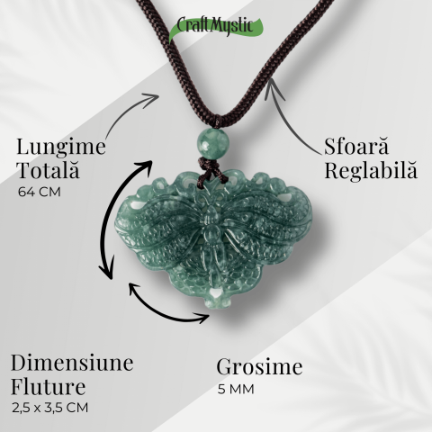 Transformare si Armonie – Colier Fluture din Jad Albastru de Guatemala [3]