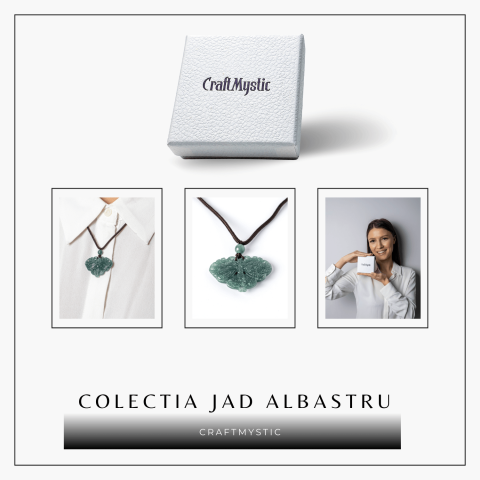 Transformare si Armonie – Colier Fluture din Jad Albastru de Guatemala [7]