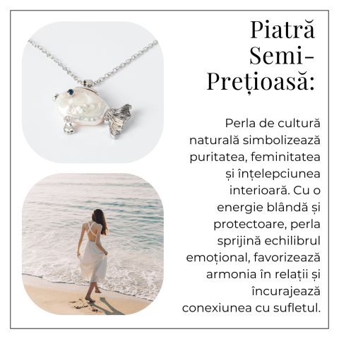 Echilibru si Puritate – Colier Peste cu Perla Naturala, Placat Argintiu [5]