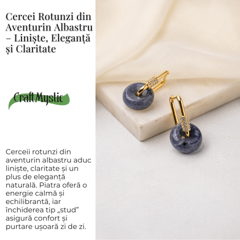 Cercei Cupru Placat Auriu cu Aventurin Albastru forma Pi – Claritate, Calm si Echilibru Interior [2]