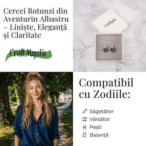 Cercei Cupru Placat Auriu cu Aventurin Albastru forma Pi – Claritate, Calm si Echilibru Interior [3]