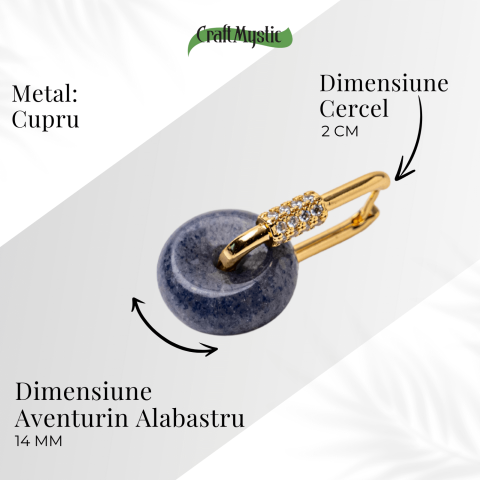 Cercei Cupru Placat Auriu cu Aventurin Albastru forma Pi – Claritate, Calm si Echilibru Interior [4]