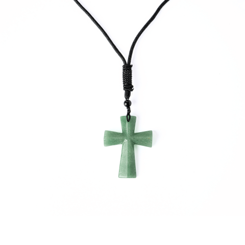 Noroc si Vindecare – Colier Cruce din Aventurin Verde Natural [8]