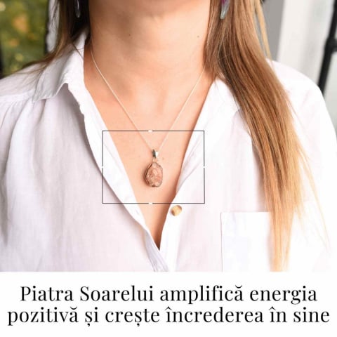 Colier Argint 925 cu Piatra Soarelui Brut - Energie Pozitiva [1]
