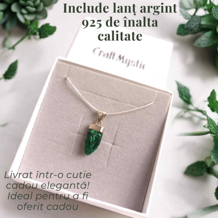 Pandantiv Argint cu Malachit Brut - Energie si Echilibru, 20mm [6]