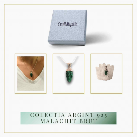 Pandantiv Argint cu Malachit Brut - Energie si Echilibru, 20mm [5]