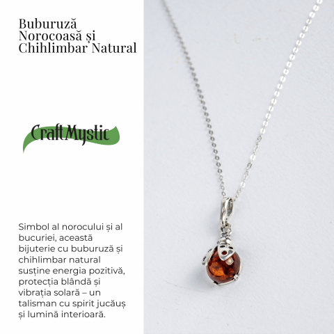 Colier Buburuza cu Chihlimbar si Lant Argint 925 [5]