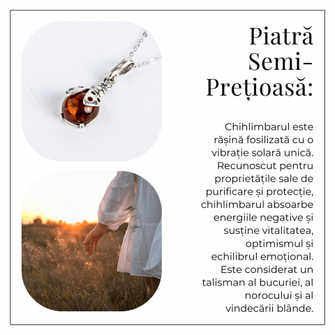 Colier Buburuza cu Chihlimbar si Lant Argint 925 [4]