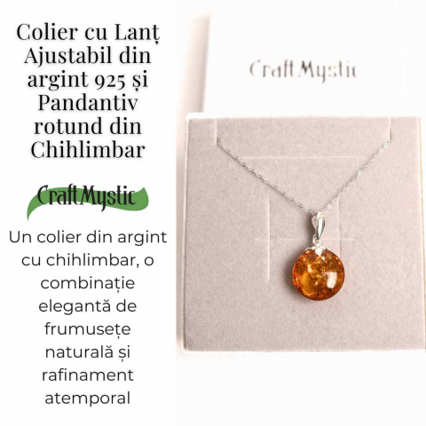Colier argint 925 cu chihlimbar natural - design rotund elegant [2]