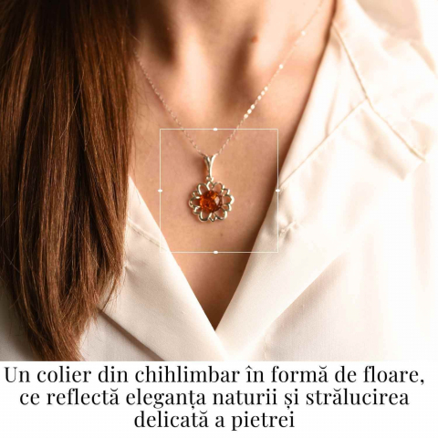 Colier argint 925 cu chihlimbar natural - frumusetea florii [1]