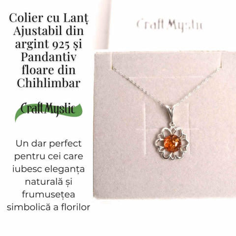 Colier argint 925 cu chihlimbar natural - frumusetea florii [2]