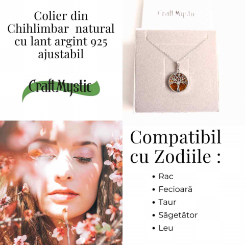 cColier argint 925 cu chihlimbar natural - copacul vietii rotund [3]