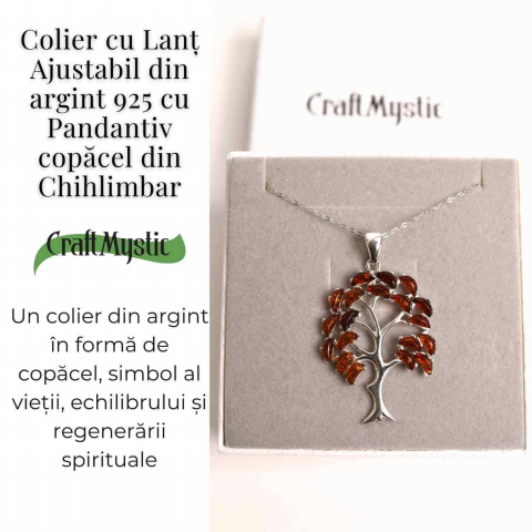 Colier argint 925 cu chihlimbar natural - simbolul copacului vietii [4]