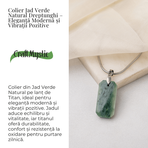 Colier cu Jad Verde Indonezian si Lant Titanium – Echilibru, Eleganta si Energie Pozitiva [2]