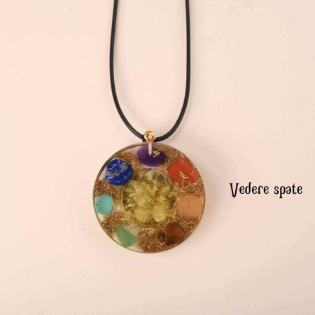 Colier cu pandantiv 35mm cu energie Orgonica cu Arborele Vietii cuprat si pietre naturale pentru cele sapte chakre [5]