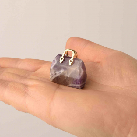 Pandantive 2.5 cm din piatra naturala, in forma de geanta - Accesorii din piatra pentru realizarea de bijuterii, cercei, colier [2]