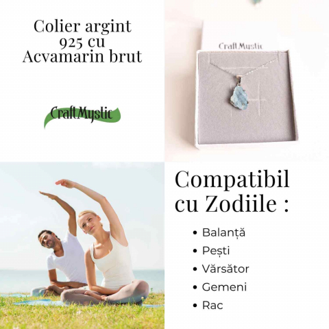 Colier Argint 925 cu Acvamarin Brut 2.96 gr– Liniste Interioara si Claritate [3]