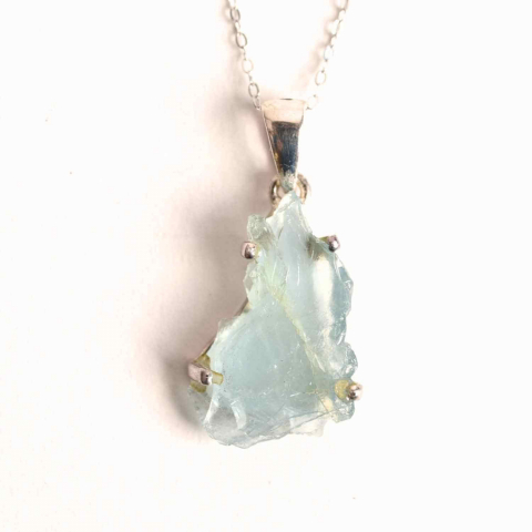 Colier Argint 925 cu Acvamarin Brut – Liniste Interioara si Claritate [9]