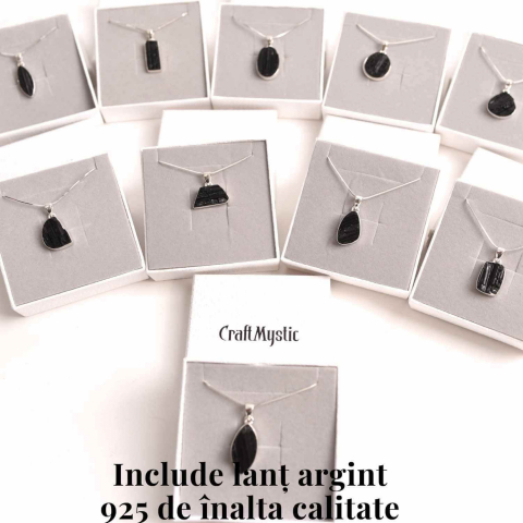 Colier din argint 925 cu turmalina neagra bruta – Protectie si echilibru [8]