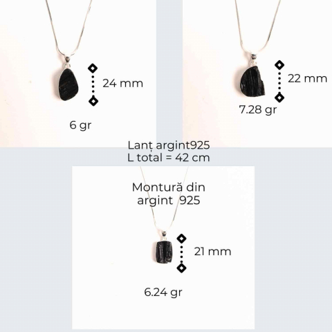 Colier din argint 925 cu turmalina neagra bruta – Protectie si echilibru [5]