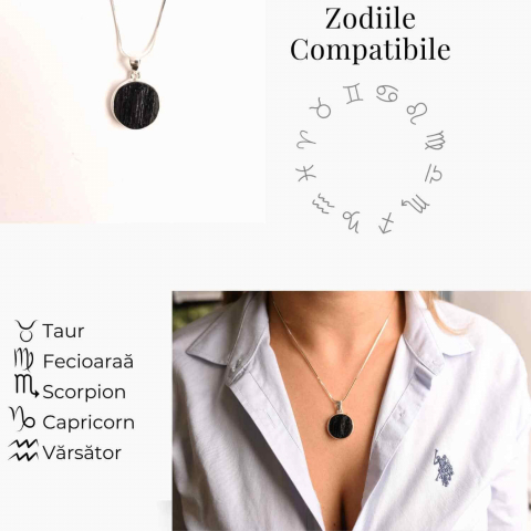 Colier din argint 925 cu turmalina neagra bruta – Protectie si echilibru [4]