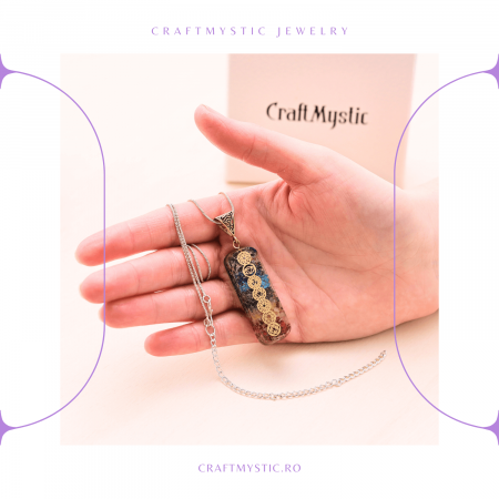 Pandantiv orgonic cu Cristale si Simbolurile Chakrelor lucrat manual [5]