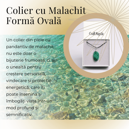 Colier cu Lant Reglabil si Pandantiv Oval din Malachit Natural 30mm [6]