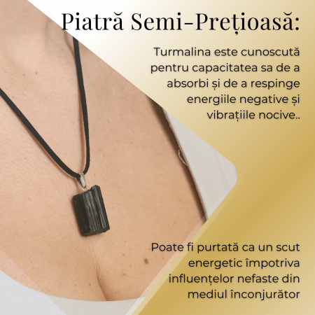 Colier Ajustabil cu Pandantiv din Turmalina Neagra Naturala 25-30mm [2]
