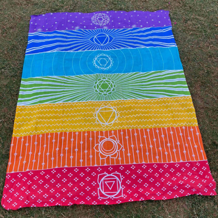 Covor de Yoga si Meditatie 180x130 cm cu Design Bohemian Mandala pentru 7 Chakre - Panza de Perete sau Decor de Interior/Exterior [2]