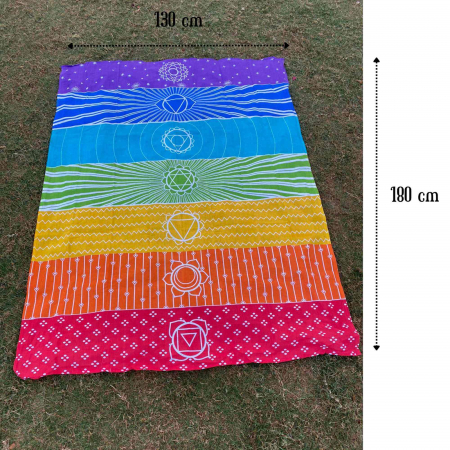Covor de Yoga si Meditatie 180x130 cm cu Design Bohemian Mandala pentru 7 Chakre - Panza de Perete sau Decor de Interior/Exterior [1]