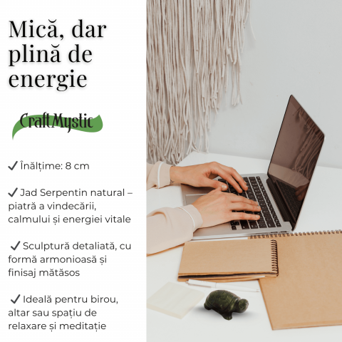 Paznica echilibrului – Testoasa din Jad Serpentin pentru Vitalitate si Liniste Interioara 8 cm lungime [2]
