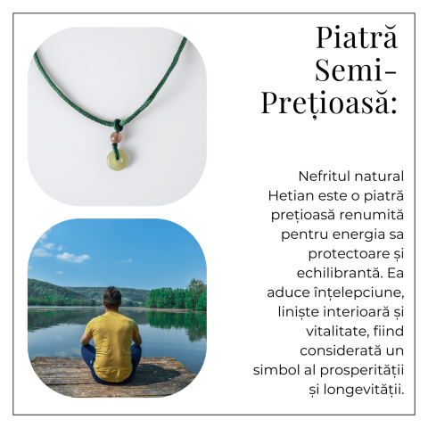 Echilibru si Protectie – Colier cu Nefrit Hetian (Jad Hetian) Natural [5]