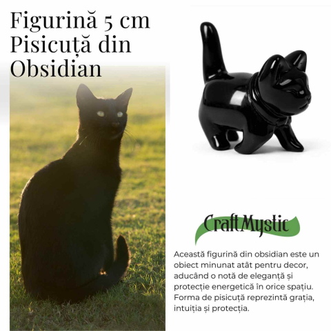 Figurina Pisica din Obsidian Negru – Protectie, Intuitie si Eleganta Mystica [2]