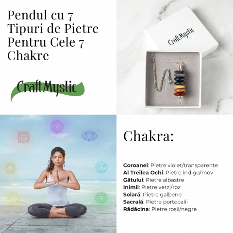 Pendul cu 7 Inele si Pietre Naturale – Echilibru si Vindecare Chakre [4]