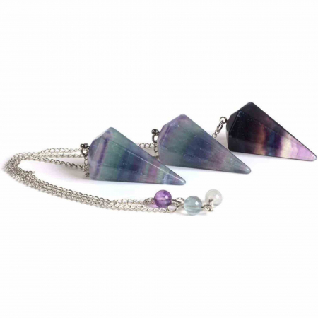 Pendul radiestezie Fluorit violet si saculet satin de catifea- Pentru meditatie, divinatie [4]