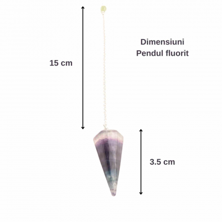 Pendul radiestezie Fluorit violet si saculet satin de catifea- Pentru meditatie, divinatie [1]