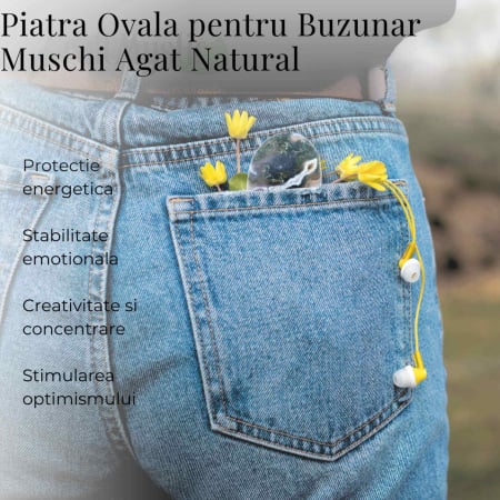 Piatra de Buzunar din Agat Muschi Druzy Natural - Promoveaza Vindecarea și Echilibrul [2]