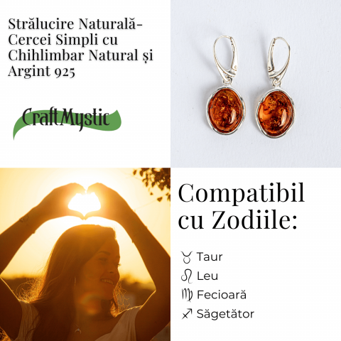 Piatra soarelui la urechea ta – Bijuterie Cercei cu vibe cald si elegant din chihlimbar si argint 925 [3]