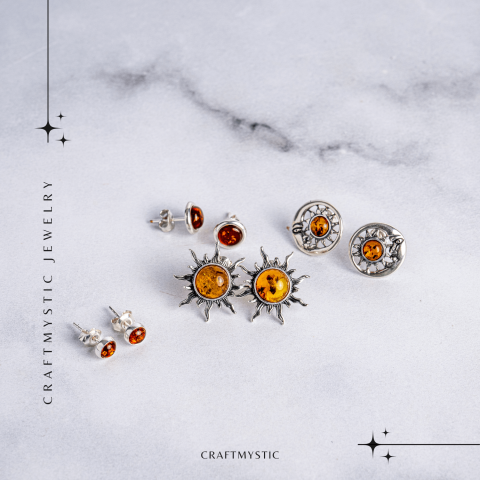 Cercei Soare din argint 925 cu chihlimbar – Lumina si bucurie in fiecare zi [6]