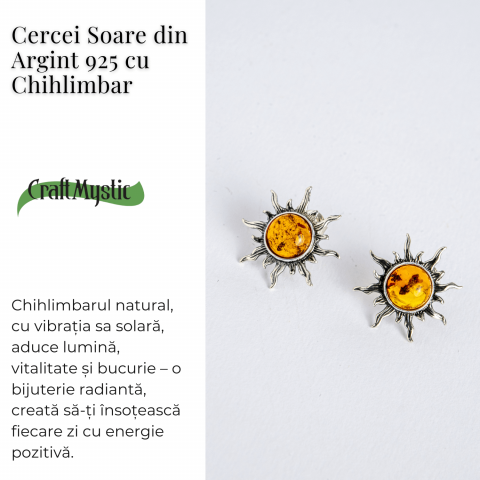 Cercei Soare din argint 925 cu chihlimbar – Lumina si bucurie in fiecare zi [3]