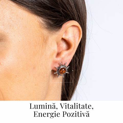 Cercei Soare din argint 925 cu chihlimbar – Lumina si bucurie in fiecare zi [1]